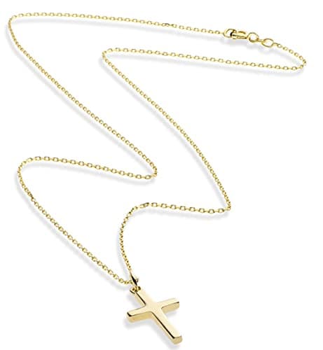Miabella Italian 18K Gold Plated Small Cross Pendant Necklace