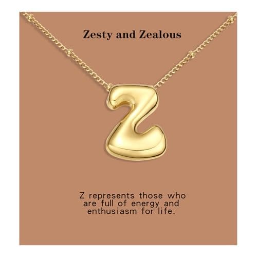 VOJO Gold Plated Balloon Letter Pendant Necklace for Women