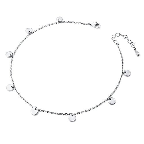 DAOCHONG Women's S925 Sterling Silver Adjustables Anklet Evil Eye Heart Jewelry
