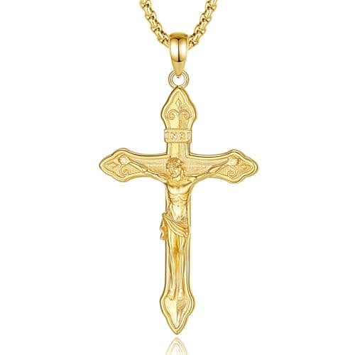 EUDORA 925 Sterling Silver Crucifix Pendant Necklace with Bible Verse Amulet