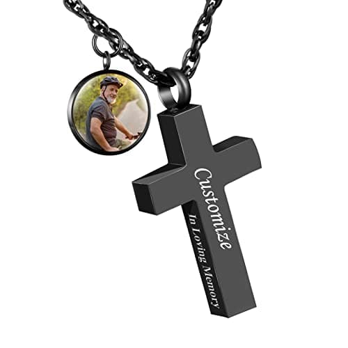 Dletay Personalized Cremation Cross Necklace for Ashes Holder Jewelry-In Loving Memory
