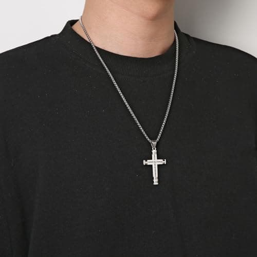 HZMAN Philippians 4:13 Strength Pendant Stainless Steel Necklace, 3 Colors
