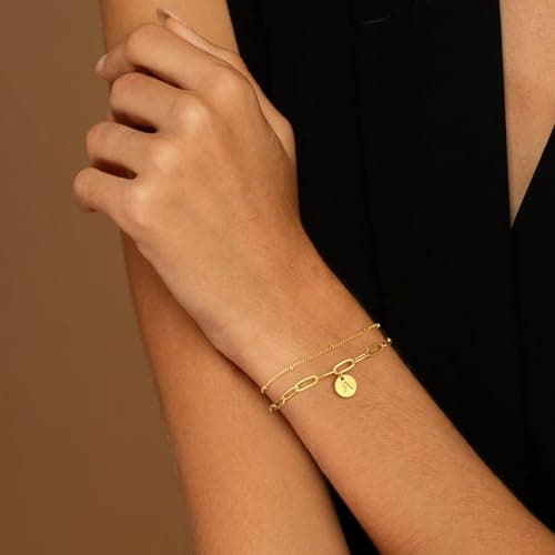 Turandoss Gold Monogram Initial Bracelets for Women