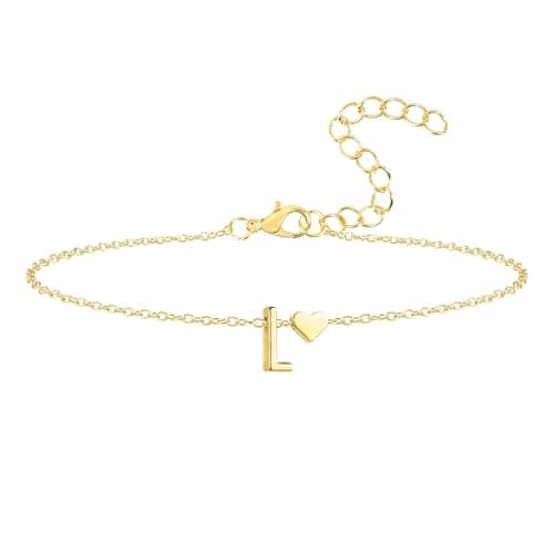 Seaield Women's 14K Gold Plated Personalized Initial Bracelet Trendy Gift