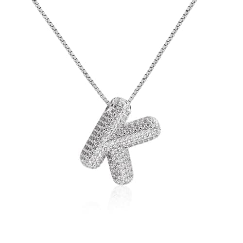 Qyalie Gold Plated Chunky Bubble Initial Letter Necklace for Women