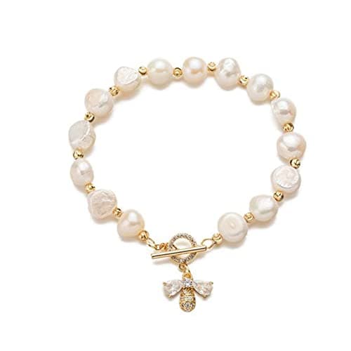 Trendy Gold Plated Pearl Initial Bracelets for Women