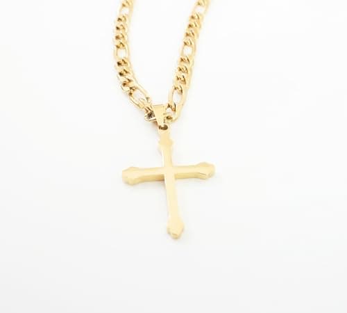 ADORATO JEWELRY 24K Gold Figaro Cross Pendant Necklace for Men & Women Miami Cuban Link