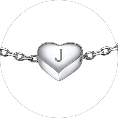 Chic Personalized 925 Sterling Silver Heart Initial Bracelet for Women(with Gift Box)
