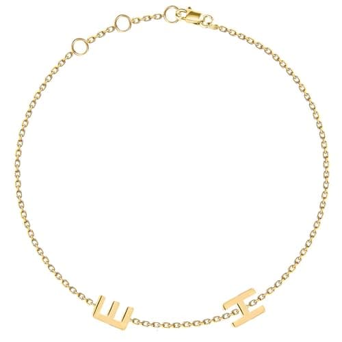 JEWEE 14k Gold Personalized Sideways Initial Diamond Bracelet