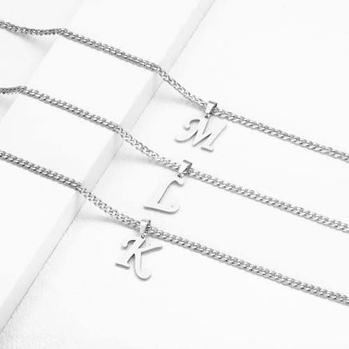 LUXEJEW Initial A-Z Letter Necklace for Men, Women, Boys