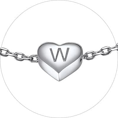 Chic Personalized 925 Sterling Silver Heart Initial Bracelet for Women(with Gift Box)