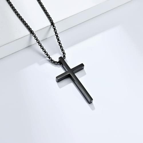 Stainless Steel Cross Pendant Necklace for Boys and Teens