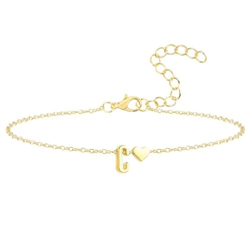 Seaield Women's 14K Gold Plated Personalized Initial Bracelet Trendy Gift