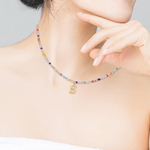 Mikovivi Bohemian Letter Pendant Necklace for Teens