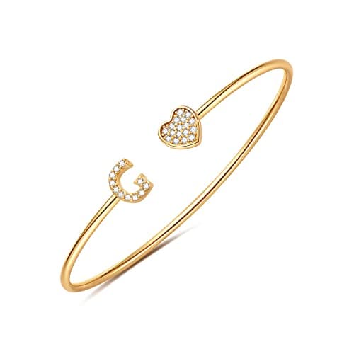 BRIJEWLIC 14K Gold Plated Initial Bracelets for Women and Girls