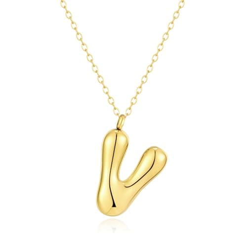 Kainier Colorful Balloon Alphabet Name Pendant 14K Gold Plated Necklaces…