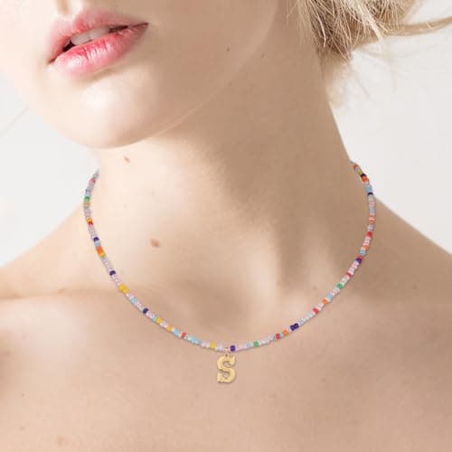 Mikovivi Bohemian Letter Pendant Necklace for Teens
