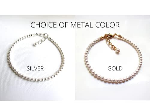 MelJoy Creations Dainty 3MM Pearl Bracelet, Adjustable and Minimalist