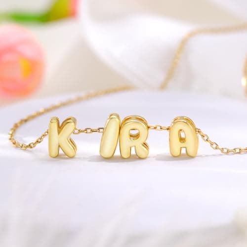 Yopicks Custom Initial 14K Gold Plated Necklaces for Women | Personalized Mama Gift