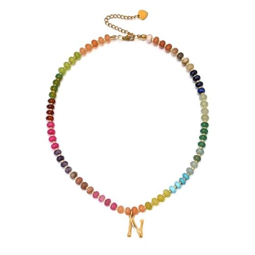 PDOUSELF Boho Personalized Beaded Initial Choker Necklace for Women Summer Beach