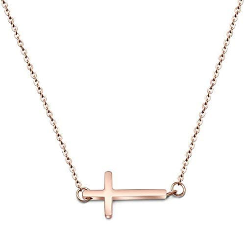 Jude Jewelers Stainless Steel Sideways Cross Prayer Collar Necklace