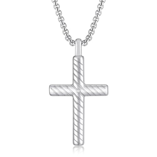 HEXALOVA Silver Cross Necklace for Men & Women Gothic Christian Jewelry