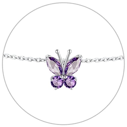 SILVERCUTE 925 Sterling Silver Butterfly Anklet for Women Waterproof Summer Beach Jewelry 22-27cm