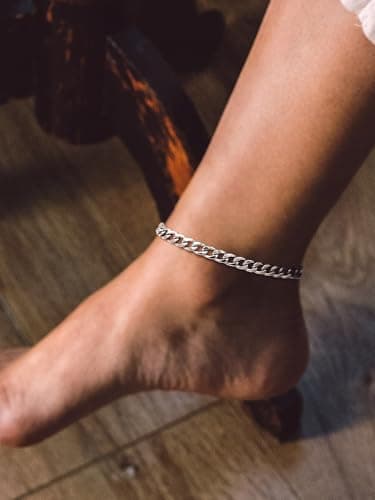 Richsteel Women's Wheat Chain Anklets, Cuban/Figaro/Spiga, 18K Gold Plated, Beach Waterproof