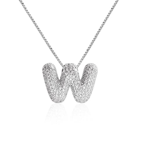 Qyalie Gold Plated Chunky Bubble Initial Letter Necklace for Women