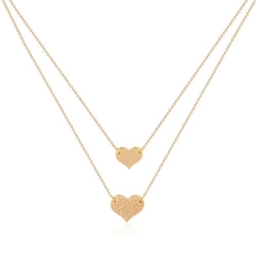 MEVECCO Handmade 18k Gold Plated Heart Arrow Layered Choker Necklace for Women