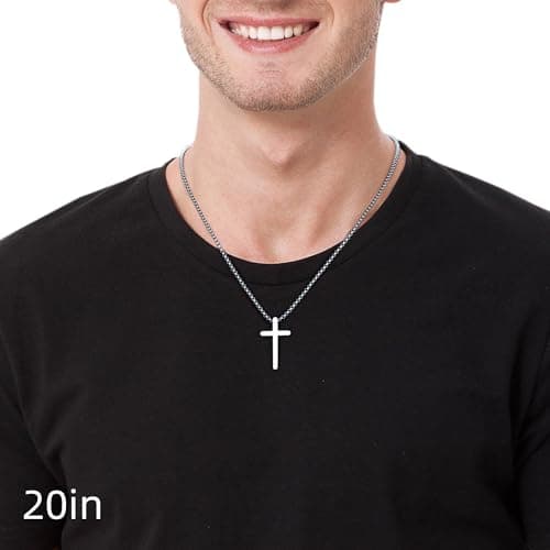 Yooblue Men's Silver Black Gold Cross Necklace 16-30 Inches