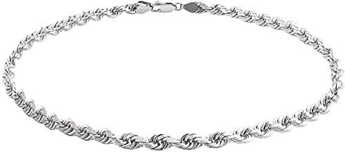 Savlano 925 Sterling Silver Solid Italian Figaro Anklet for Women, 0.8mm-5mm, Gift Box Included