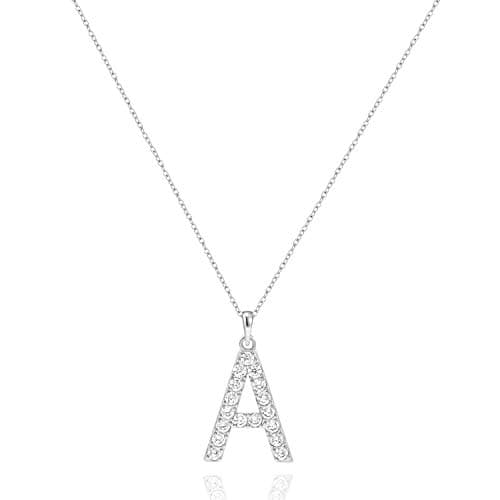Tarsus Initial Cubic Zirconia Necklace Adjustable Chain 18" + 2"