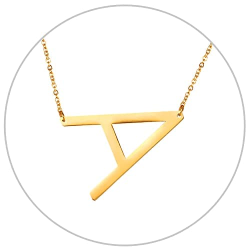 Alphabet A-Z Stainless Steel Choker for Women, Gold Plated CZ Jewelry, Gift Box Packed