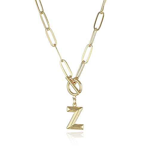 Eben-Ezer Hiphop Gold Initial A-Z Pendant Thick Chain Necklace