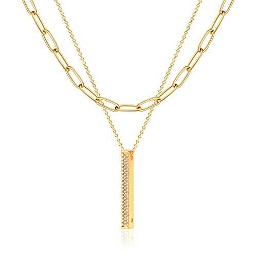 MEVECCO Handmade 18k Gold Plated Heart Arrow Layered Choker Necklace for Women