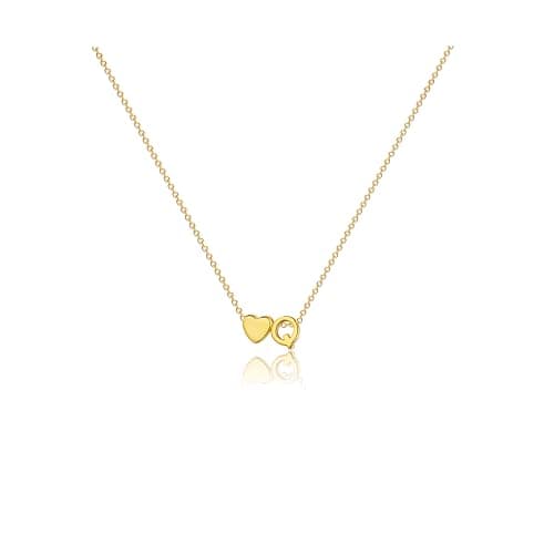 CAROVO 14K Gold Plated Heart Initial Necklaces for Women A-Z