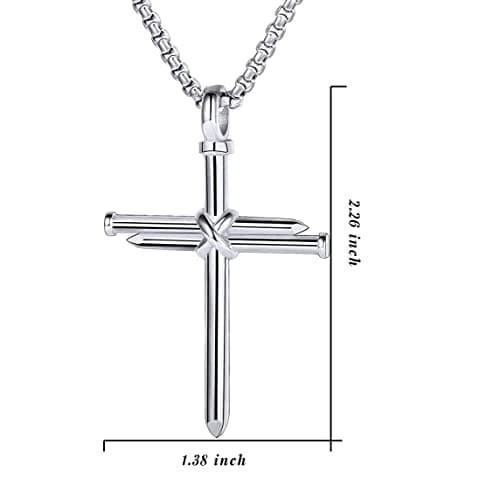 RivanDia Men's Stainless Steel Cross Pendant Necklace Christian Gift