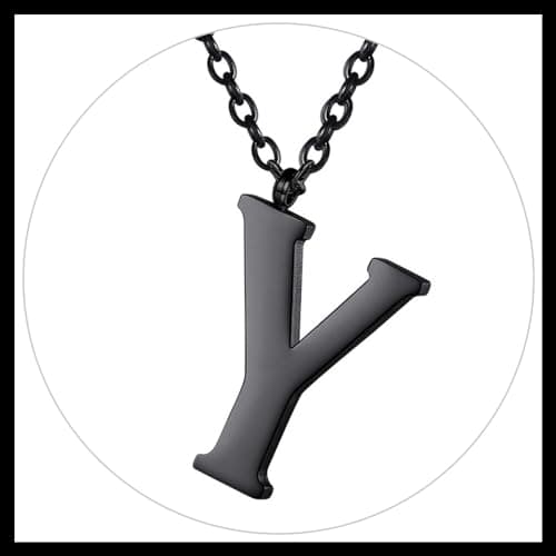 PROSTEEL Women's Trendy Gold Plated Black 316 Stainless Steel Initial Necklace, Adjustable 20-22"imentierten Mineralwass