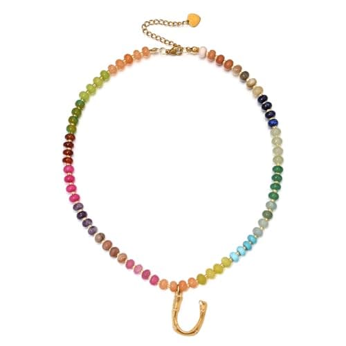 PDOUSELF Boho Personalized Beaded Initial Choker Necklace for Women Summer Beach