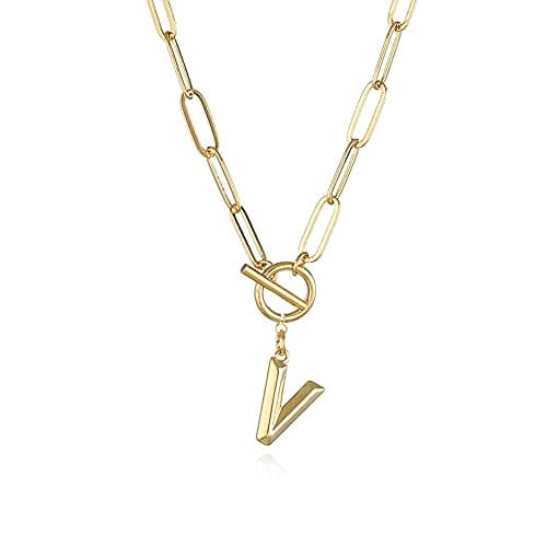 Eben-Ezer Hiphop Gold Initial A-Z Pendant Thick Chain Necklace