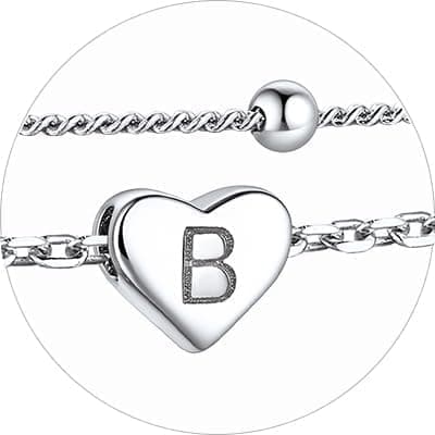 Stylish Women's 925 Sterling Silver Heart Anklets with Beads (Gift Box Included)