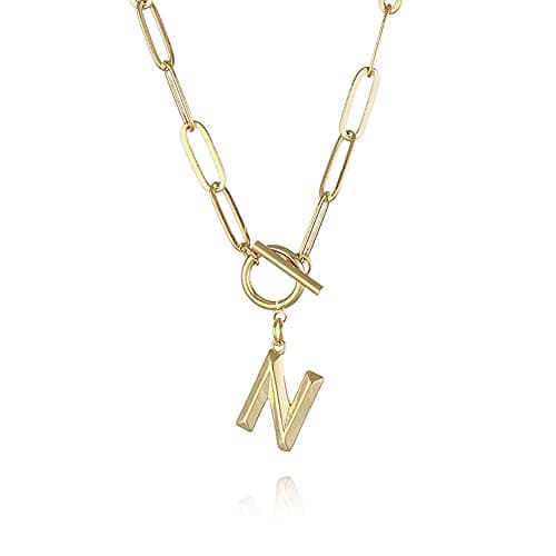 Eben-Ezer Hiphop Gold Initial A-Z Pendant Thick Chain Necklace