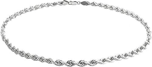 Savlano 925 Sterling Silver Solid Italian Figaro Anklet for Women, 0.8mm-5mm, Gift Box Included