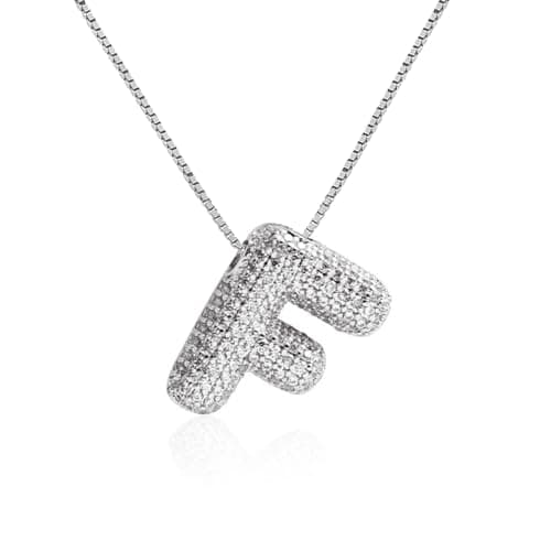 Qyalie Gold Plated Chunky Bubble Initial Letter Necklace for Women