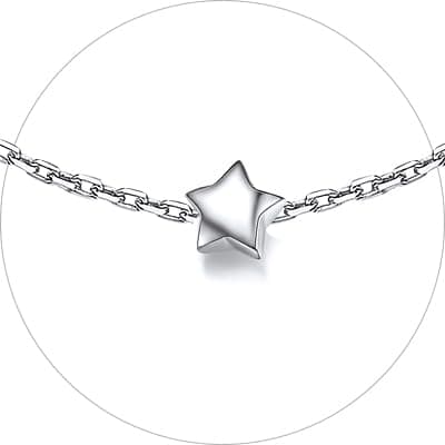 Chic Silver Personalized 925 Sterling Silver Tiny Heart Anklet for Women, Silver/Gold/Rose Gold (With Gift Box)