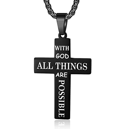 ZRAY American Flag Cross Necklace for Men Stainless Steel Chain Patriotic Jewelry