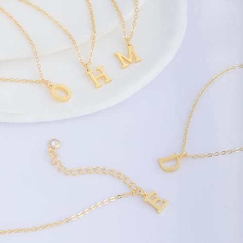 Pancert 14K Gold Plated O Chain Initial Anklets for Women