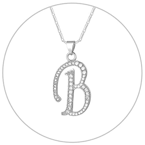 Alphabet A-Z Stainless Steel Choker for Women, Gold Plated CZ Jewelry, Gift Box Packed
