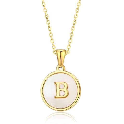KELMALL Gold Initial Necklace, A-Z Circle Pendant Non-Tarnish Jewelry